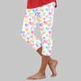 thumbnail image 2 of YDFCWXW Womens Cute Printed High Waisted Cropped Capri Leggings Tummy Control Knee Length Stretch Cropped Yoga Pants Pink, S, 2 of 5
