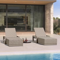 PURPLE LEAF Patio Chaise Lounge Chair Set of 2, PU Leather Outdoor Chaise Lounger Aluminum Pool Lounge Chairs with 5-Position Adjustable Backrest for Pool, Deck, Garden, Sunbathing,Taupe