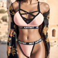 thumbnail image 2 of Gibobby Lencería sexy para mujer Conjunto de ropa interior con letras Lencería Vendaje Ropa de dormir Corsé Mujeres Hollow(Rosa, M), 2 of 5