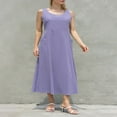 thumbnail image 4 of Tenue de Plage pour Femmes Robe Débardeur en Coton et Lin avec Poches Maxi Couleur Unie Bohemia Robe d'Été, 4 of 9