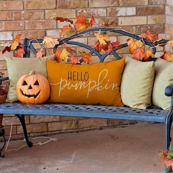 Noothes Fall Pillow Covers Linen Autumn Pumpkin Throw Pillow Cover 12x20 Inch for Sofa Bedroom Outdoor Farmhouse Fall Home Decor Decorative