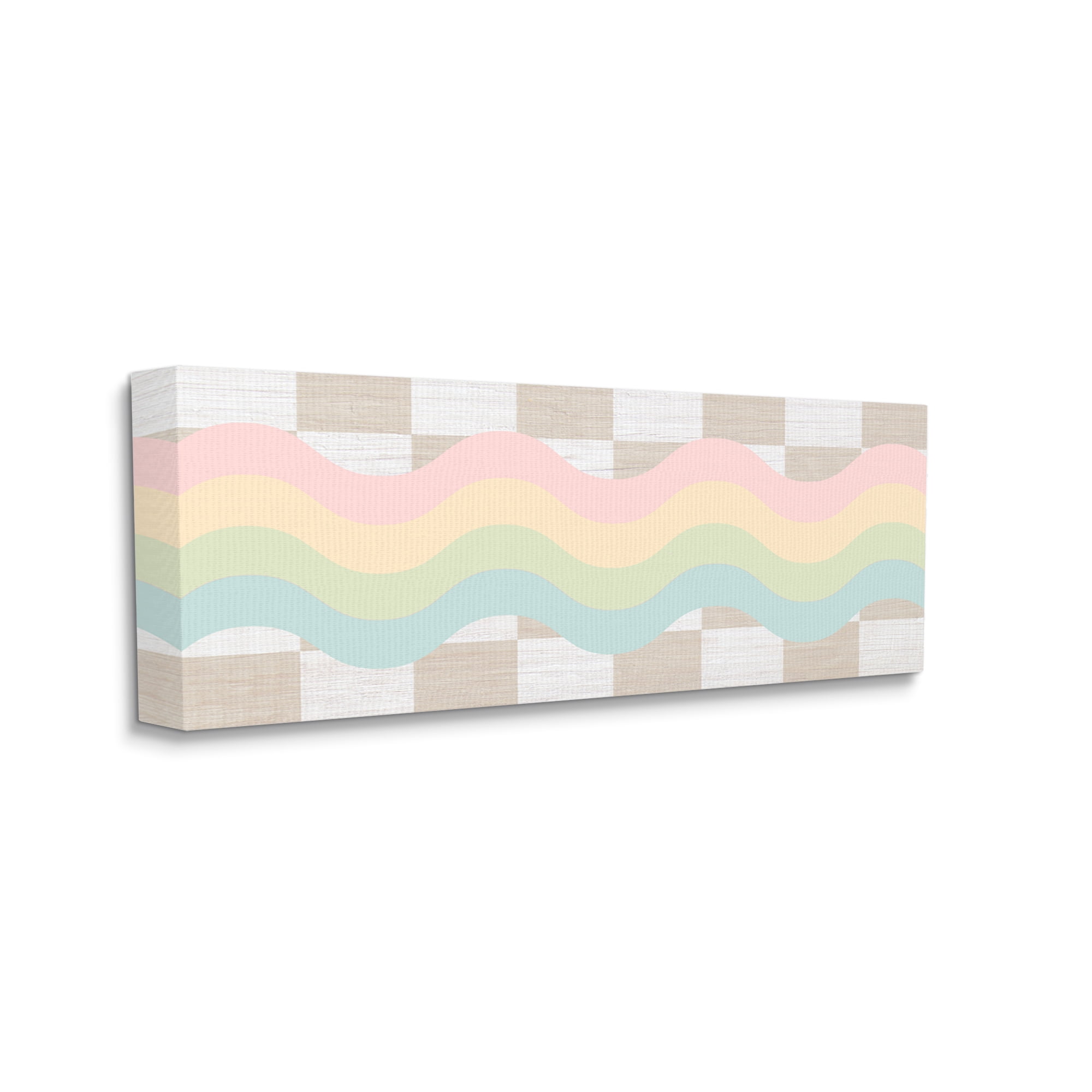 Stupell Industries Checkered Wavy Rainbow Pattern Abstract Painting Gallery Wrapped Canvas Print Wall Art, 40 x 17