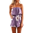 thumbnail image 5 of XAOFW Floral Print Strapless Ruffle Tube Jumpsuits For Women Sleeveless Elastic Drawstring Waist Pocket Casual Summer Beach Short Jumpsuit Trendy Tops XXXXXL, 5 of 5
