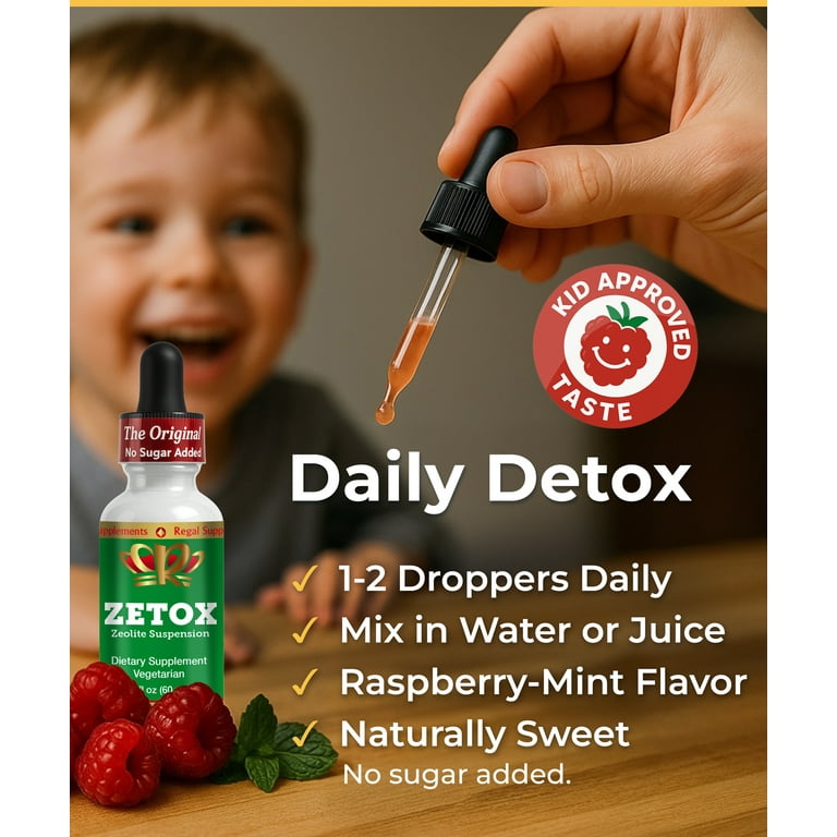 Zeo Health Zeolite Detox Cleanse for Kids and Adults, Raspberry