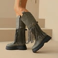thumbnail image 6 of Fashion Knee High Boots with Fringe Detail Platform Sole Comfortable Side Zipper for Autumn and Winter Footwear, 6 of 9