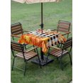 thumbnail image 3 of Outdoor Tablecloth with Umbrella Hole and Zipper, Thanksgiving Square Table Cloth 54x54 Inch Waterproof Tablecloth, Autumn Orange Red Pumpkin Leaf Plaid Black Picnic Table Cover for Patio Camping, 3 of 7