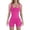Hot Pink, variant on Women's Seamless Compression Yoga Bodysuit and Workout Set with Removable Padded Bra and Threaded Spandex Shorts for Fitness Training