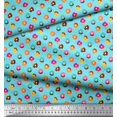 thumbnail image 3 of Soimoi Blue polyester Crepe Fabric Donuts Food Print Fabric by Yard 52 Inch Wide, 3 of 3