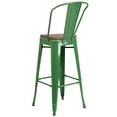 thumbnail image 5 of Emma + Oliver 30"H Green Metal Barstool with Back and Wood Seat, 5 of 7
