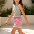 thumbnail image 6 of Agkizg Kids Girls Clothing Set Sleeveless 2 Piece Outfit Solid Top Plaid Shorts Summer Casual Set, 6 of 7