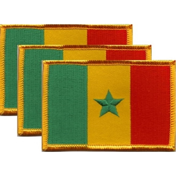 Senegal Flag Patch, Embroidered Iron On or Sew On, Measures 3.50" x 2.25"
