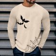 thumbnail image 2 of Halloween Gift for Men T Shirt for Men Halloween Batnet Long Sleeve Crewneck Top Novelty Tee for Seasonal Fashion Khaki XL, 2 of 5