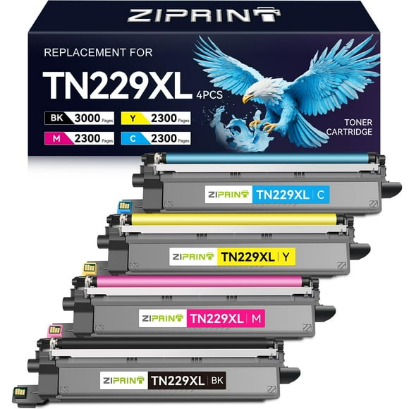 Tóner compatible ZIPRINT TN229XL de 4 unidades para Brother