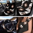 thumbnail image 2 of Jeiento Southwest Aztec Car Front Back Seat Covers Full Set with Car Steering Wheel Cover Safe Belt Pads Cup Coasters Garbage Cans Keychain Air Vent Storage Holder, Set of 12, Brown, 2 of 7