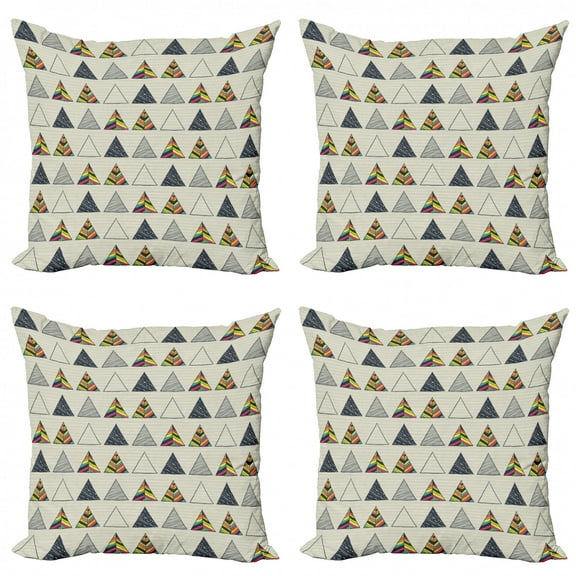 Ambesonne Geometric Throw Pillow Cover 4 Pack, Abstract Triangle, 16", Taupe