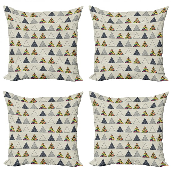 Ambesonne Geometric Throw Pillow Cover 4 Pack, Abstract Triangle, 16", Taupe