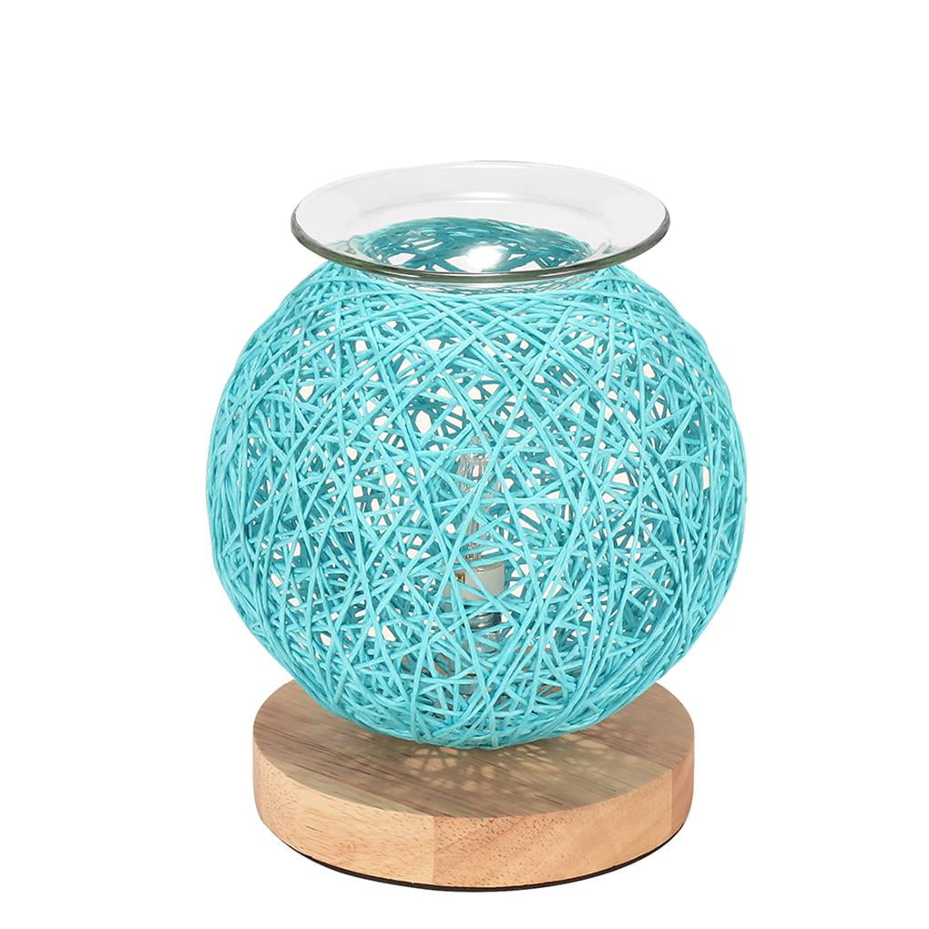 LED Table Light Rattan Ball Desk Lamp Modern Plaid Wicker Rattan