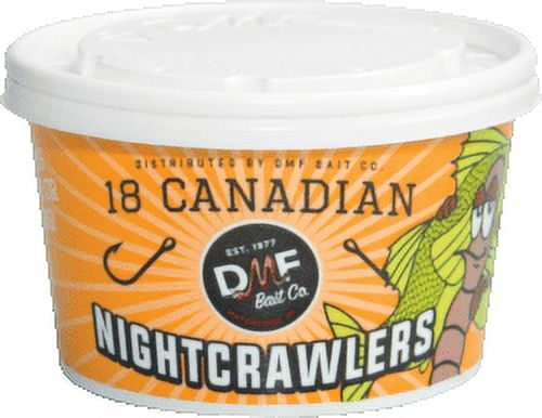 DMF Bait Co. Live Canadian Night Crawlers, Fish Bait, 18 Ct.