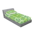 thumbnail image 2 of Ambesonne Green Fitted Sheet & Pillow Sham Set, Doodle Style Alien Frogs, Twin, Green, 2 of 2