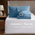 thumbnail image 3 of Clara Clark Twin Sheets Set, Hotel Luxury 3 Piece Deep Pocket Bed Sheets Set, Ultra Soft Microfiber Kids Bedding, Blue heaven, 3 of 8