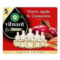 Air Wick Vibrant Plug-In Scented Oil Air Freshener Warmer Refills, Warm Apple and Cinnamon, 5 Count