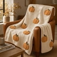 thumbnail image 5 of Guvpev Halloween Flannel Throw Blanket, 39.4" x 27.6" Soft Plush 3D Pumpkin Printed Decorative Blanket for Couch, Bed, Travel, Living Room, Cozy Fall Holiday Home Accent, 5 of 10