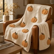 Guvpev Halloween Flannel Throw Blanket, 39.4" x 27.6" Soft Plush 3D Pumpkin Printed Decorative Blanket for Couch, Bed, Travel, Living Room, Cozy Fall Holiday Home Accent