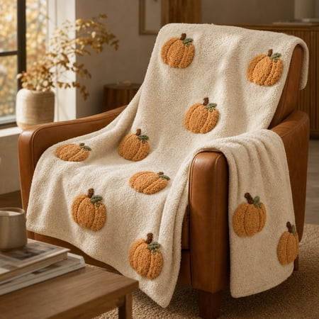 Guvpev Halloween Flannel Throw Blanket, 39.4" x 27.6" Soft Plush 3D Pumpkin Printed Decorative Blanket for Couch, Bed, Travel, Living Room, Cozy Fall Holiday Home Accent