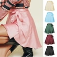 thumbnail image 4 of Solid Skirt High Waist Fashion One Piece Lace-up Skirt Chiffon Satin Cap Skirt, 4 of 14