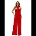 thumbnail image 1 of Mono para Mujer, Cuello Halter Cruzado, Pierna Recta, Mono Rojo Talla S, 1 of 8