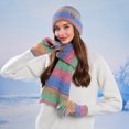 thumbnail image 2 of Xinwanna 3Pcs/Set Women Winter Hat Scarf Gloves Set Thickened Velvet Lining Knitting Hat Long Scarf Touch Screen Gloves Set Winter Accessories (Grey), 2 of 13