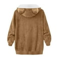 thumbnail image 5 of Moxiu Fleece Jacket Women Sherpa Fuzzy Winter Coats Oversized Warm Zip Up Hooded Jackets 2025 Soft Comfy Outwear Coat Brown,S, 5 of 9