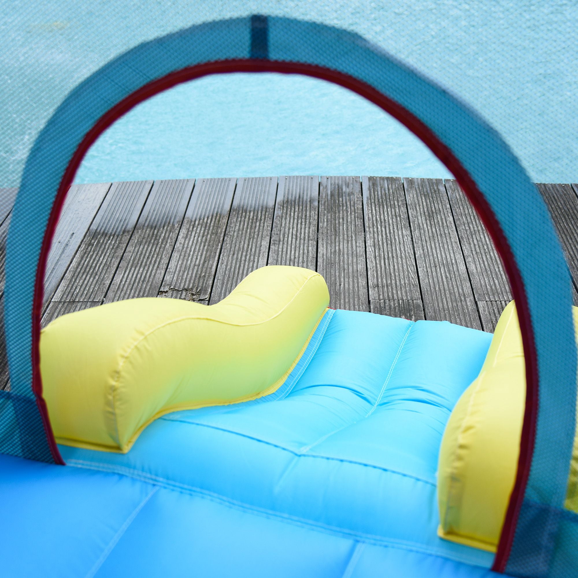 Large Inflatable Bounce House 4-in-1 Bouncy Castle with Dual Slides Climbing Wall Trampoline and Water Pool for Endless Fun