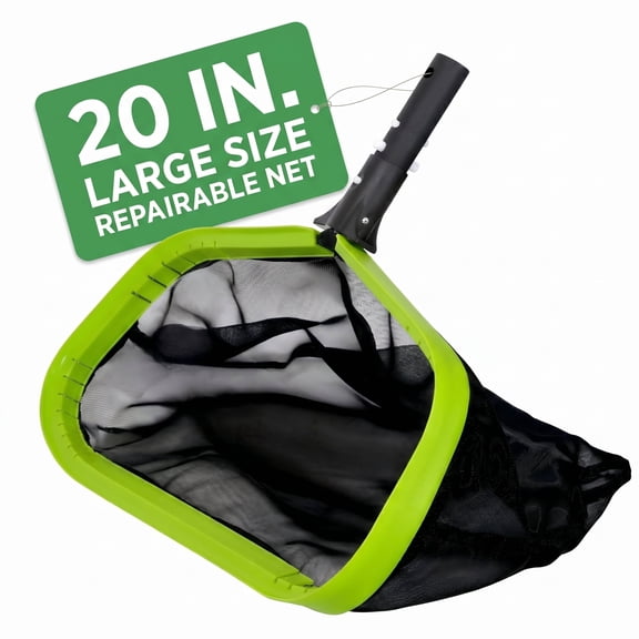 Heavy Duty Pool Skimmer Net with Premium Nylon Mesh, Professional Pool Rake with Inclined Front Lip for Fine Debris & Leaves, Fits Standard 1-1/4" Poles (Pole Not Included)