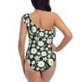 thumbnail image 5 of Gaeub White Daisies and Bee Women's One Shoulder Ruffle Tummy Control Swimwear for Swimming Surfing Beach Party - Medium, 5 of 8
