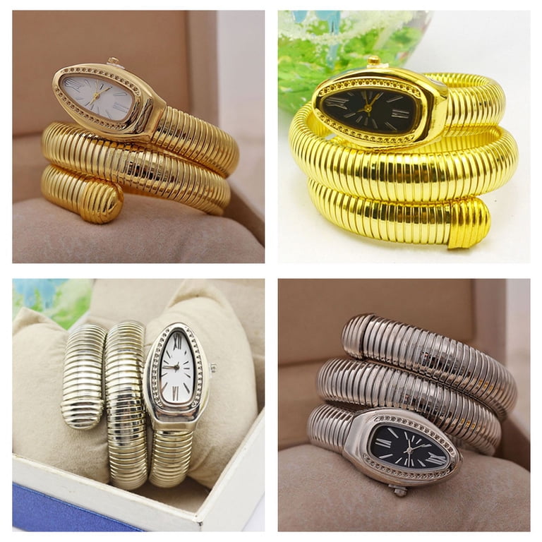 Snake Shape Bangle Watch for Women Serpent Design Vintage Dial Serpentine Snake Watch For Woman with Spiral Bracelet main image 3