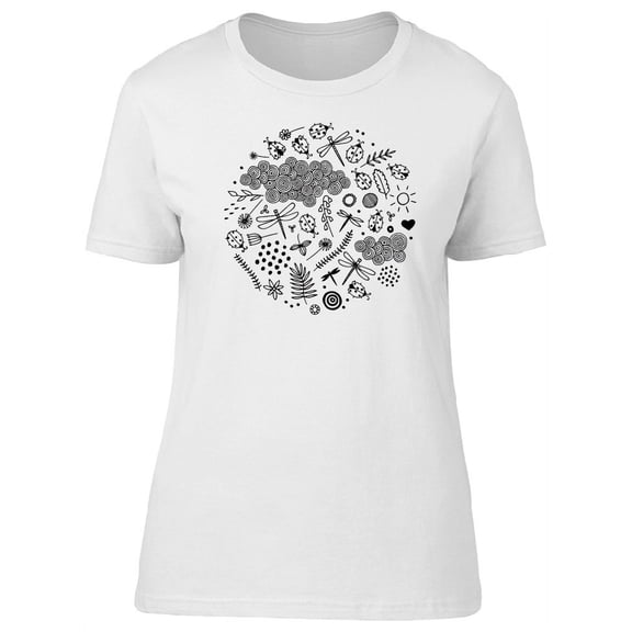 Cute Ladybug Spring Flowers T-Shirt Women -Image by Shutterstock, Female Large