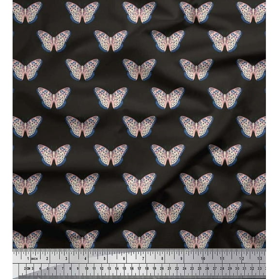 Soimoi Cotton Voile Fabric Artistic Butterfly Print Sewing Fabric Yard 42 Inch Wide