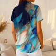 thumbnail image 6 of Womens Polo Shirts Summer Waffle Vintage Texture Abstract Oil Painting Print Womens Golf Shirts Short Sleeve Button Down Collar Dressy Casual Tee Tops Dark Blue L, 6 of 6