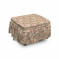thumbnail image 1 of Geometric Ottoman Cover, Floral Old Display, 2 Piece Slipcover Set with Ruffle Skirt for Square Round Cube Footstool Decorative Home Accent, Standard Size, Multicolor, by Ambesonne, 1 of 5