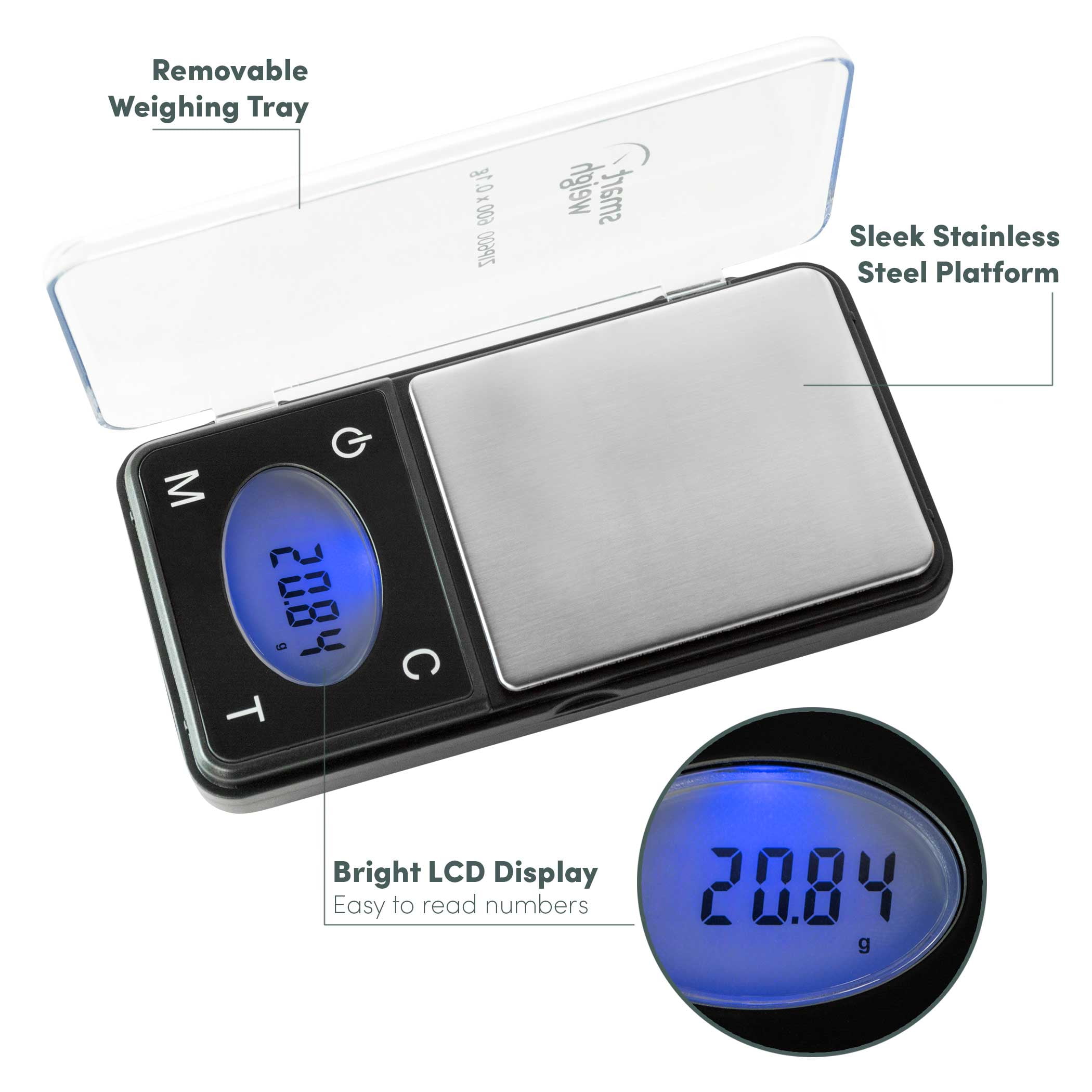Smart Weigh Ultra Slim 600g x 0.1g Pocket Digital Jewelry Herb