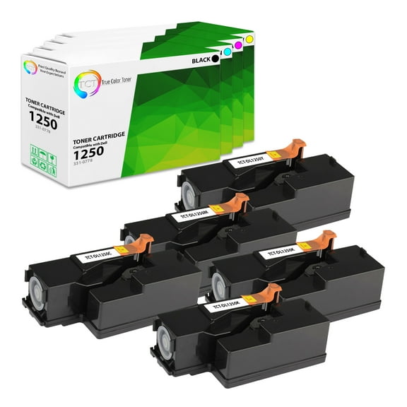 TCT 1250 Toner Cartridge 5 Pack - Premium Compatible Replacement for Dell 1350CNW 1355CN C1760NW C1765NF