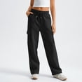thumbnail image 5 of Women's Loose High Waist Straight Cargo Pants with Pockets Lightweight and Comfortable Sports Pants, 5 of 19