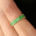 thumbnail image 4 of Baguette Emerald Eternity Band Ring, 925 Sterling Silver Ring, Birthstone Ring, Pink Gemstone Ring, Minimalist Jewelry, Gift For Her, Handmade Jewelry,, 4 of 5