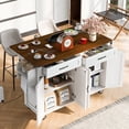thumbnail image 2 of taoruifang 53.5" Farmhouse Kitchen Island with Power Outlet, Drop Leaf, Spice Rack and Drawer, Rolling Kitchen Cart on Wheels, White, 2 of 27