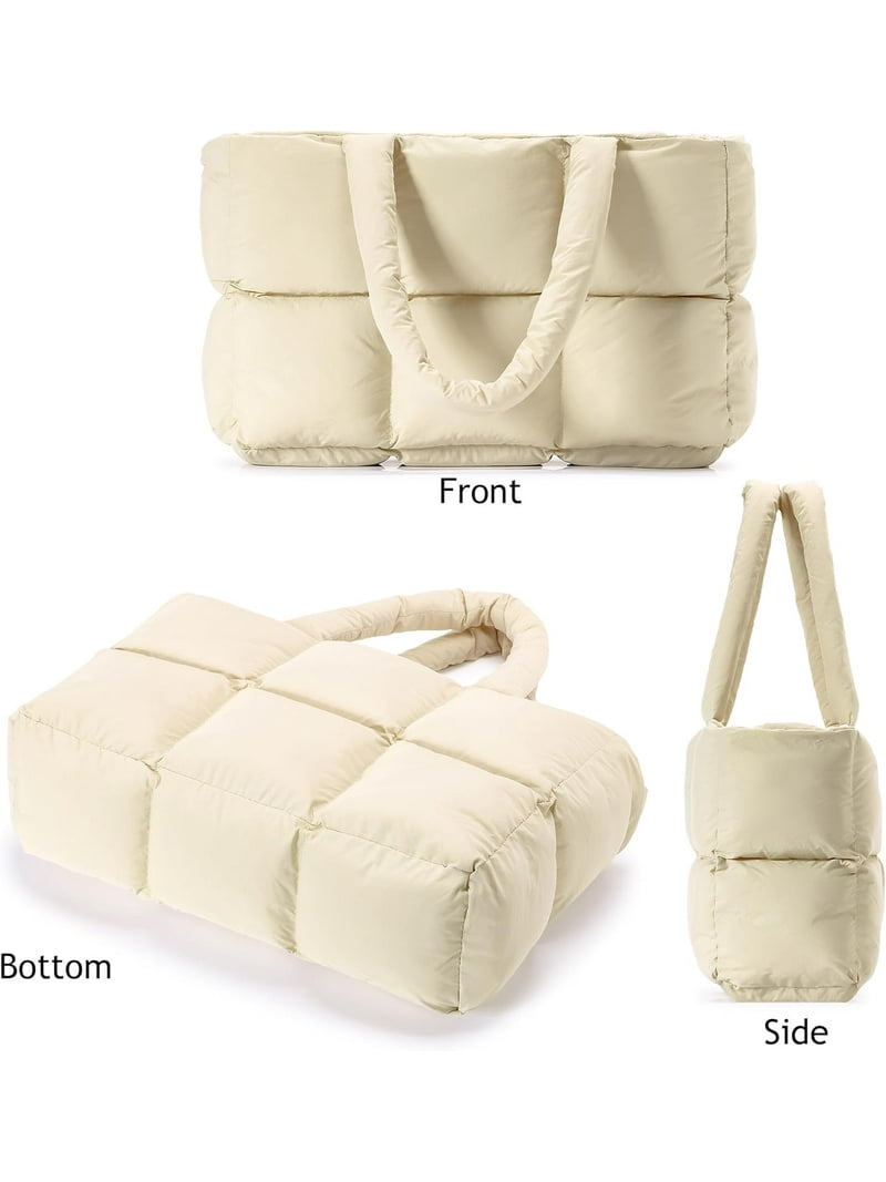 Emprier Puffer Tote Bag For Women - Large Quilted Woven Shoulder Bag, Lightweight Crossbody Purse