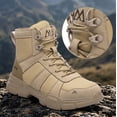 thumbnail image 3 of XQJ Men's Steel Toe Work Boots, Comfortable Lightweight Industrial Construction Shoes, Durable High Top Safety Boots - Beige - Size 5, 3 of 7
