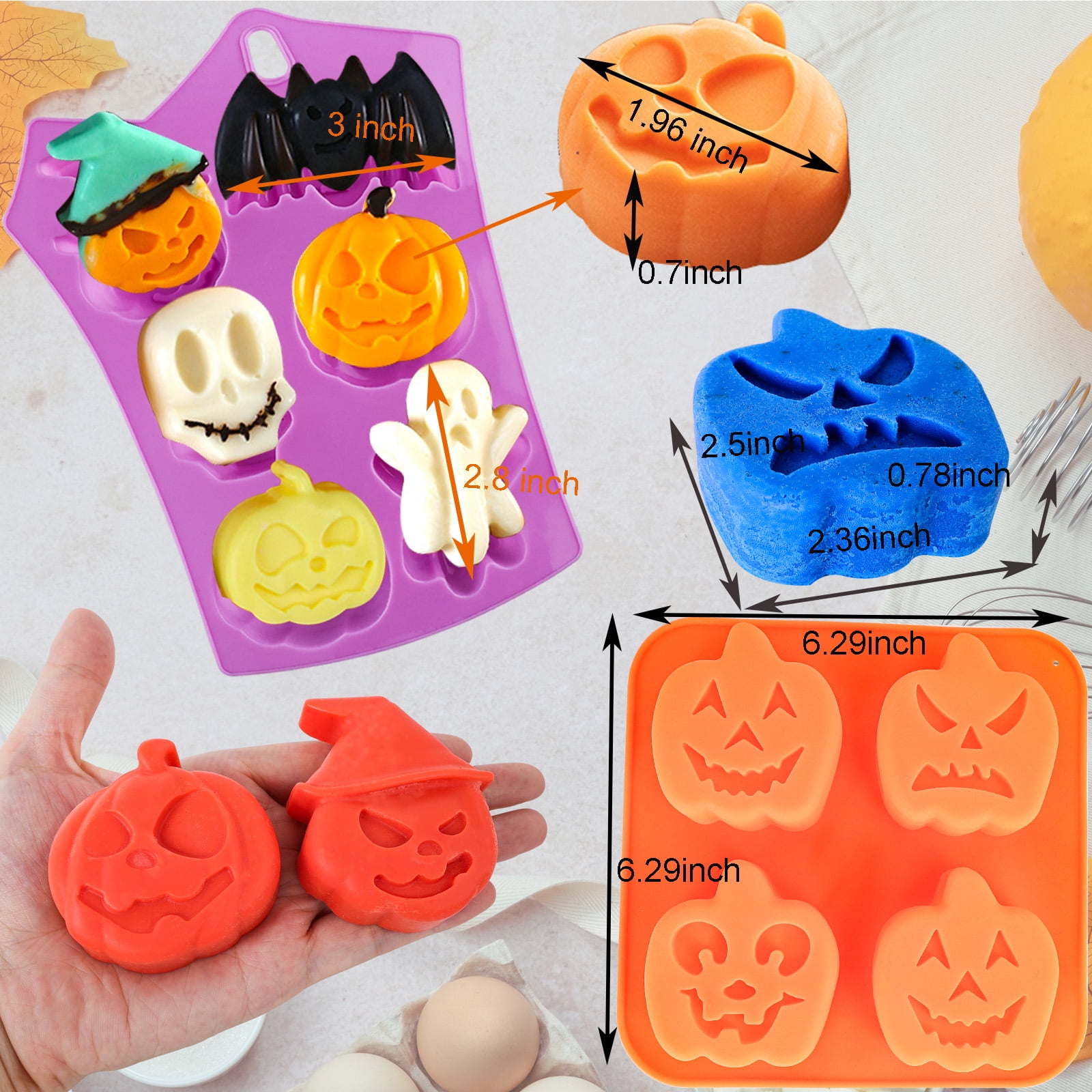 Halloween Skull Chocolate Silicone Mold Bat Spider Candy Biscuit Jelly  Baking Tray Witch Hat Tombstone Cake Mould Candle Decor