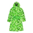 thumbnail image 7 of Minecraft Men's Pixelated Creeper Soft Fleece Hooded Dressing Gown Bathrobe, 7 of 7
