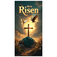 thumbnail image 2 of Religious Themed Easter Banner with Cross Dove and Floral Elements, He is Risen Decoration, Background for Church Services, Easter Parties, Family Gatherings, Photography Backdrop, Party Decorations, 2 of 8